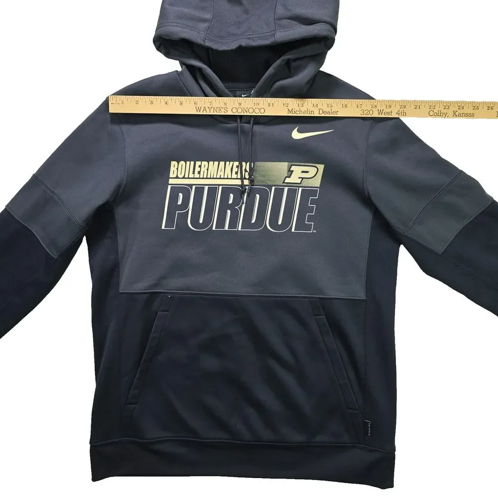 Purdue Boilermakers Hoodie Men's L Gray Black Nike On Field Sweatshirt NCAA